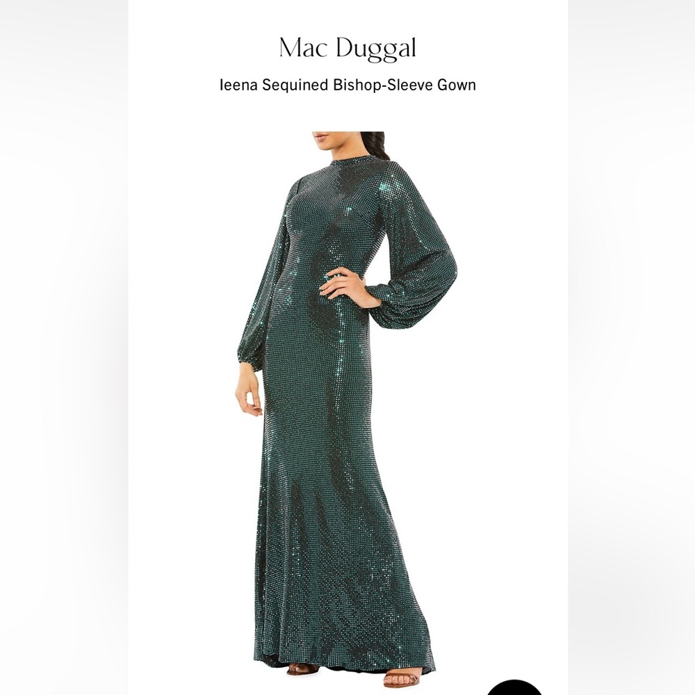 Mac Duggal
Ieena Sequined Bishop-Sleeve Gown